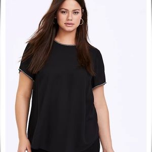 Torrid Abbey - Black Georgette Embellished Trim Blouse SIZE 0 NWT